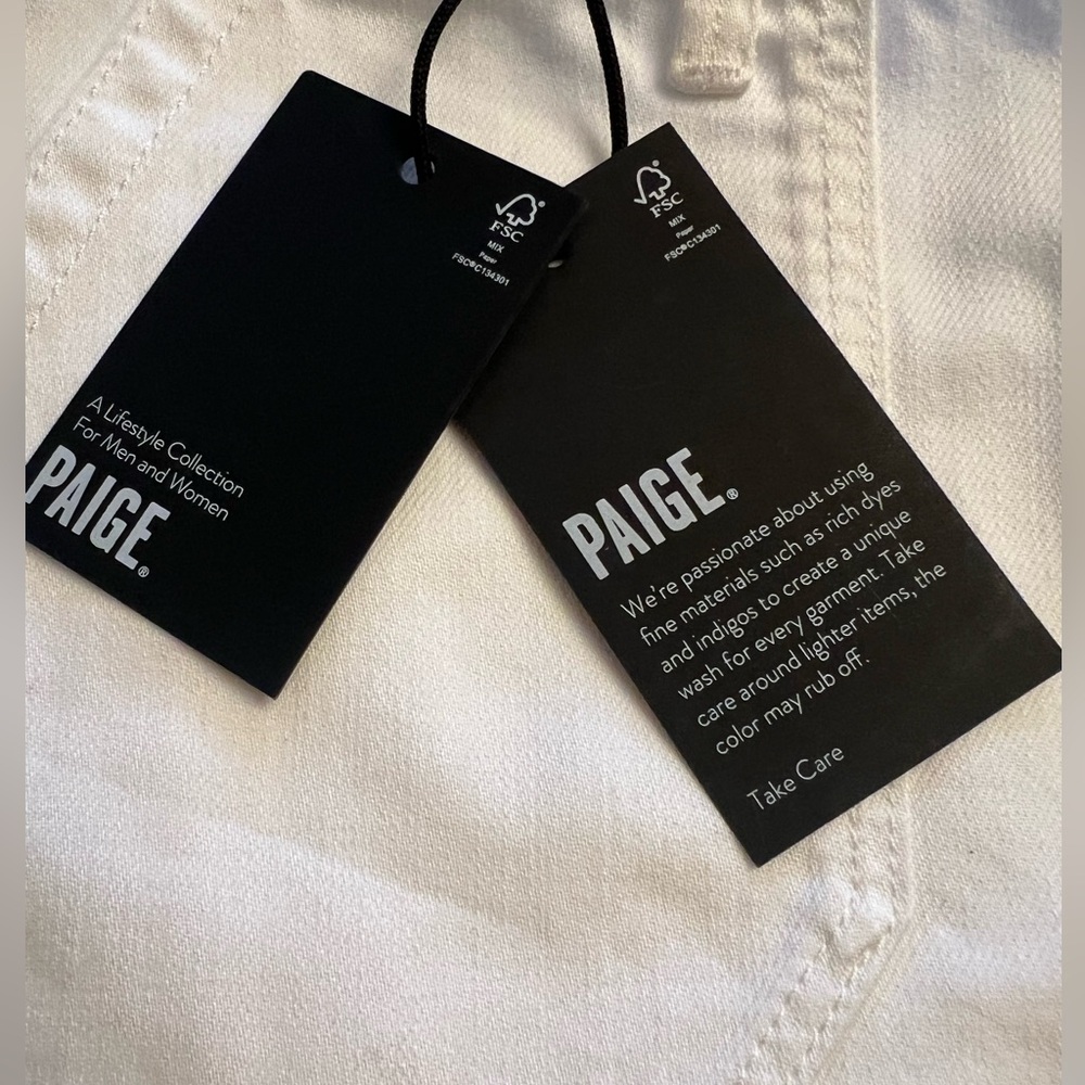 PAIGE Women's Crisp White Utility Jean Shorts - Picture 4 of 9